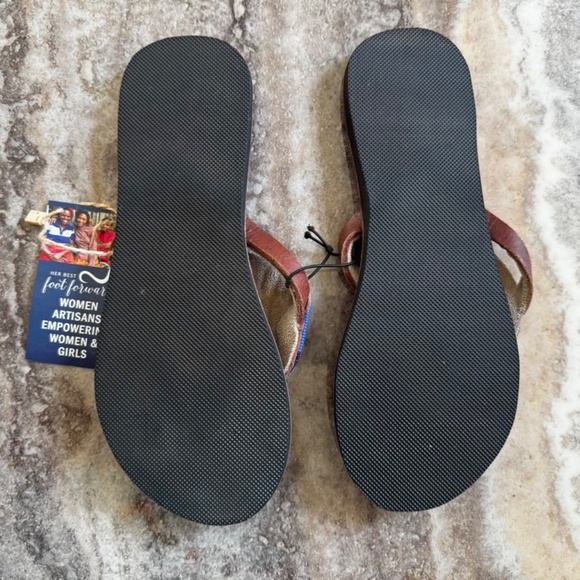 NWT- Multicolored Beaded Leather Sandals- Her Best Foot Forward - Picture 2 of 2